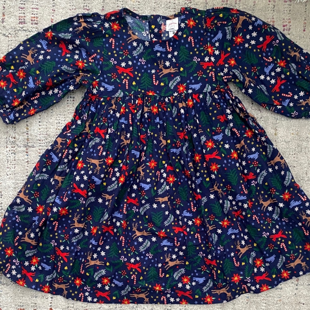 Hanna Andersson Navy Blue Holiday Christmas Kids Dress size 8